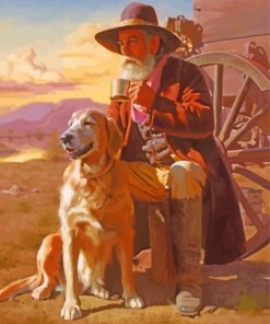 Aesthetic Western Old Man and Dog paint by numbers
