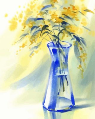 Blue Glass With Flowers paint by numbers