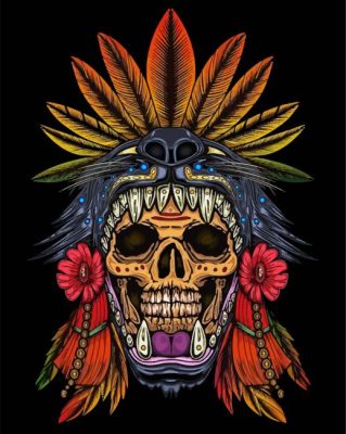 Cool Aztec Skull paint by numbers