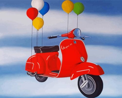 Flying Red Lambretta paint by numbers