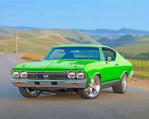 Green Chevelle 1969 paint by numbers