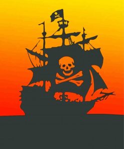 Pirate Boat Silhouette paint by numbers