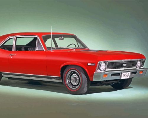 Red Chevy Nova paint by numbers