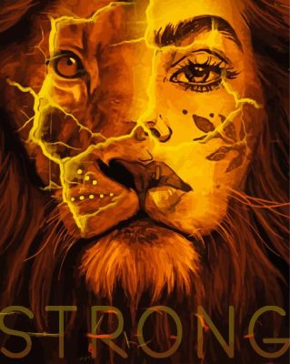 Strong Woman Lion paint by number