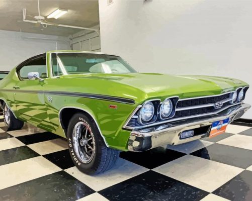 Vintage Green Chevelle 1969 paint by numbers