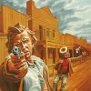 Western Gun Fight paint by number