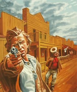 Western Gun Fight paint by number