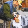 Western Old Man and Dog paint by numbers