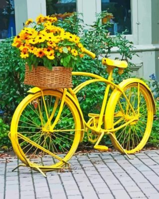 Yellow Garden And Bicycle paint by numbers