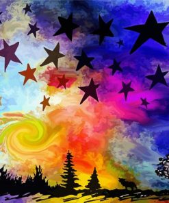 Colorful Abstract Stars paint by numbers