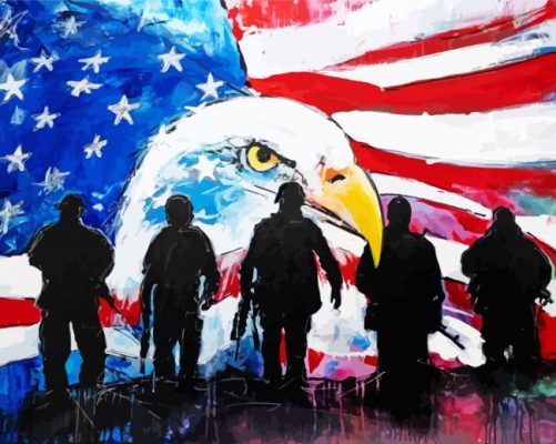 Patriotic Eagle And Soldiers paint by number p 