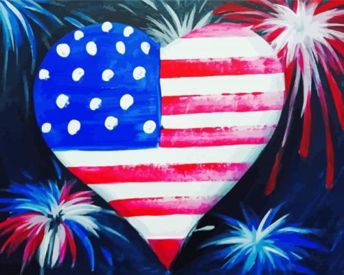 Patriotic Heart paint by number p