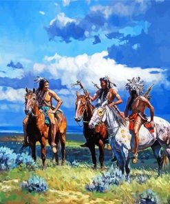 Red Indians On Horse paint by numbers