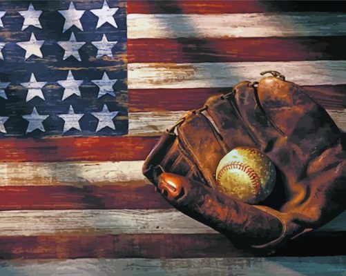 Aesthetic American Flag Baseball paint by numbers
