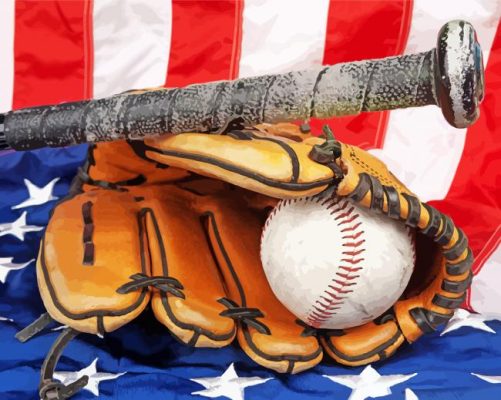 Aesthetic American Flag And Baseball paint by numbers 