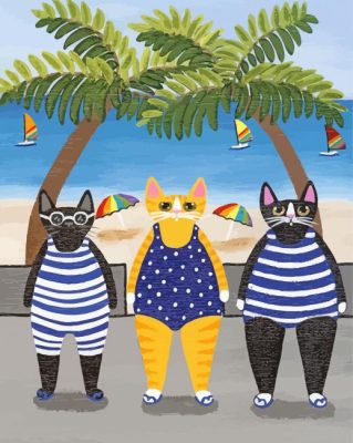 Cats By The Shore paint by numbers