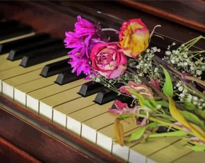 Flowers And Piano paint by numbers
