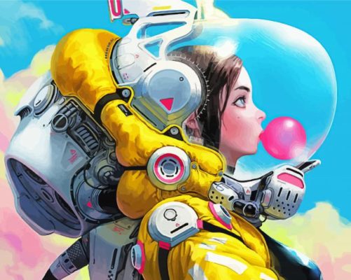 Girl Blowing Bubble paint by numbers