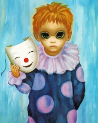 Big Eyed Kid Clown paint by number p