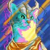 Colorful Viking Cat paint by number paint by number
