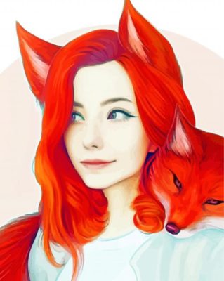 Cute Woman And Red Fox paint by numbers