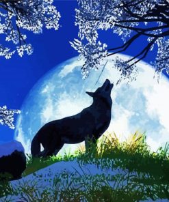 Moon Wolf Howling paint by number p