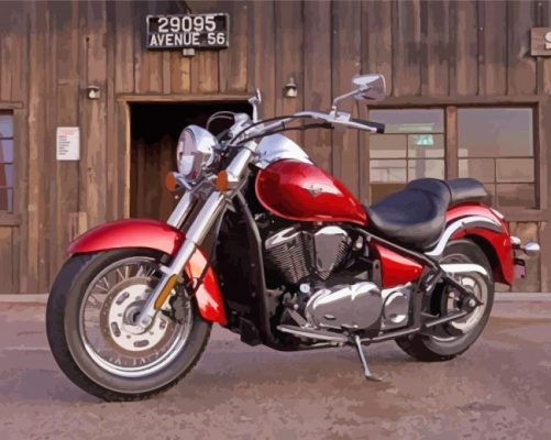 Red Kawasaki Vulcan Classic paint by number p