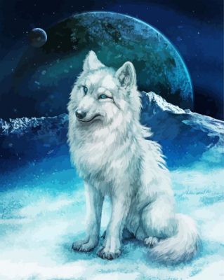 White Moon Wolf paint by number p