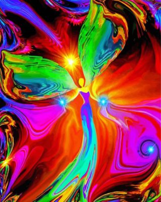 Abstract Colourful Angel paint by numbers