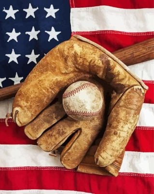 American Flag Baseball Paint by numbers