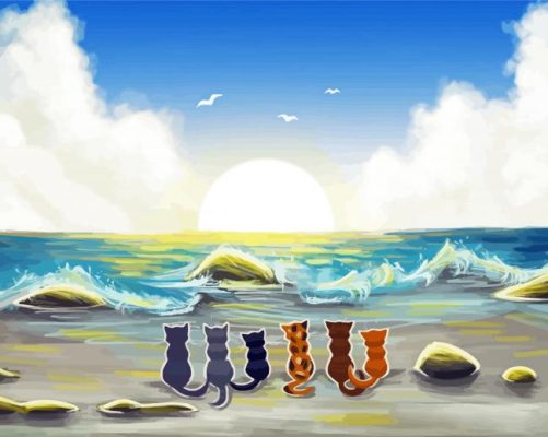 Cats By The Beach paint by numbers
