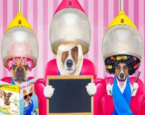 Dogs Under Hair Dryer paint by numbers