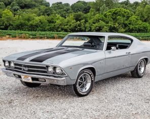 Grey 1969 Chevy Chevelle paint by numbers
