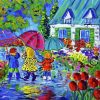 Kids In The Rain Art paint by numbers
