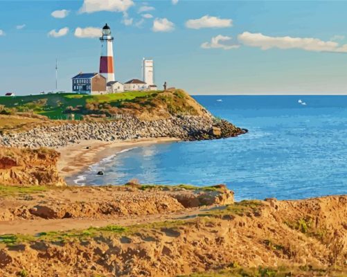 New York Montauk Lighthouse paint by number 