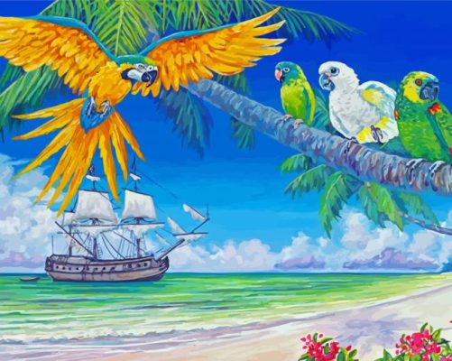 Ocean And Parrots paint by numbers