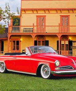 Classic Red Studebaker Car paint by number
