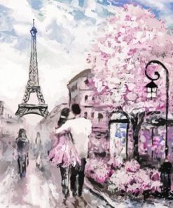 Pink And Grey Paris paint by numbers