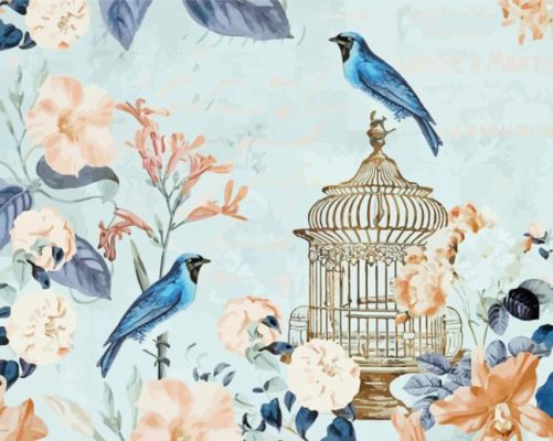 Vintage Birds Garden paint by numbers