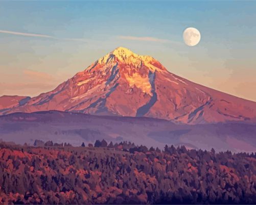 Aesthetic Mount Hood Landscape Nature paint by numbers
