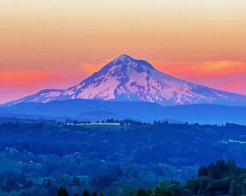 Aesthetic Mount Hood Landscape paint by numbers 