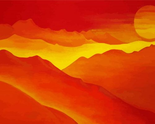 Abstract Orange Mountains paint by numbers