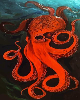 Red Octopus Art paint by numbers