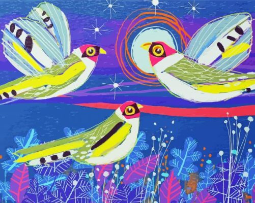 Aesthetic Three Birds Art paint by number