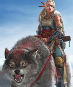 Wolf And Warrior Woman paint by numbers