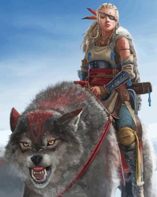 Wolf And Warrior Woman paint by numbers