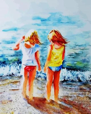 Aesthetic Besties At The Beach paint by numbers 