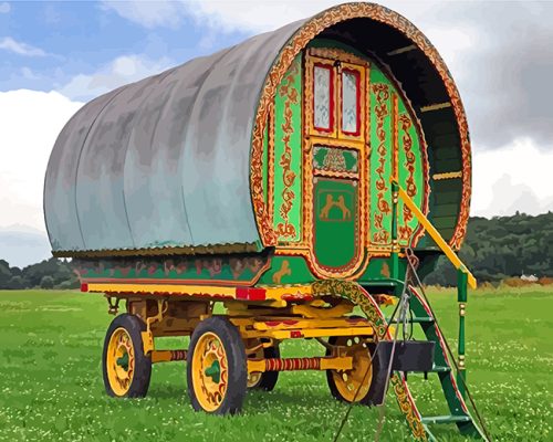 Aesthetic Bow Top Gypsy Wagon paint by numbers