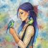Aesthetic Native Girl And Birds Art paint by numbers