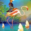 Woman On Flamingo Bird paint by numbers